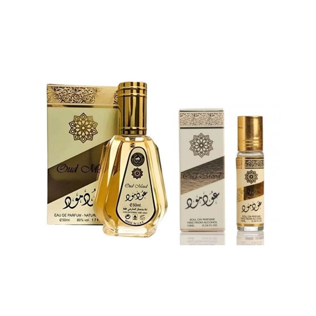 Set Lattafa Oud Mood – 50 ml parfumska voda + 10 ml roll‑on Musc Oud Mood - Revda